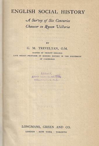 English Social History. a Survey of Six Centuries, Chaucer To Queen Victoria by G. M. Trevelyan