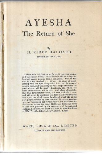 Ayesha: The Return Of She by H. Rider Haggard
