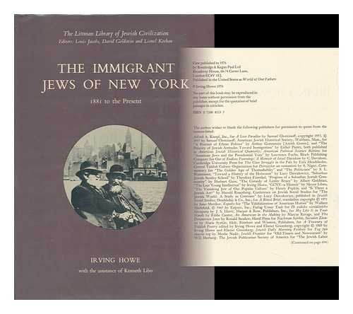 The Immigrant Jews of New York, 1881 To the Present by Howe, Irving