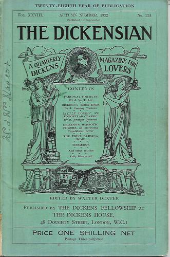 The Dickensian: Vol Xxviii No 224 Autumn 1932 by Walter Dexter