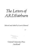 The Letters of A.R.D. Fairburn by Lauris Dorothy Edmond and Arthur Rex Dugard Fairburn