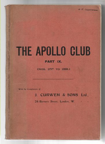 The Apollo Club Part IX: Choruses and Part-Songs for Men's Voices