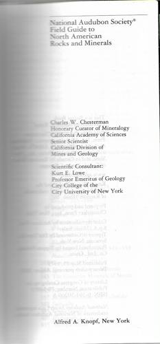 National Audubon Society Field Guide To Rocks And Minerals: North America by National Audubon Society