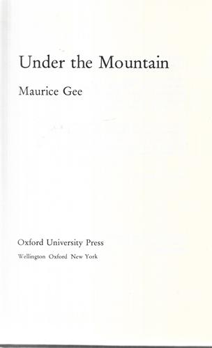 Under The Mountain by Maurice Gee