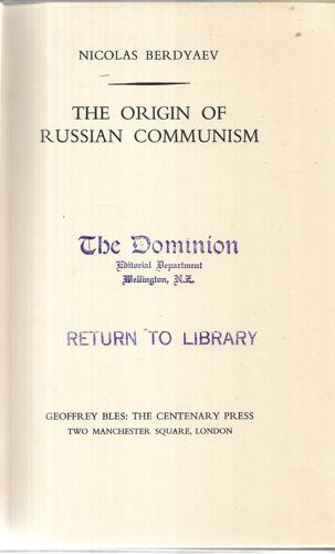 The Origin Of Russian Communism by Nicolas Berdyaev