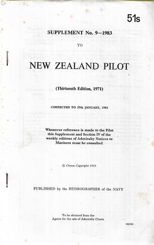 New Zealand Pilot (13th Edition, 1971) Supplement No. 9-1983