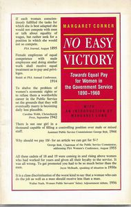 No Easy Victory: Towards Equal Pay for Women in the Government Service, 1890-1960 by Margaret Corner